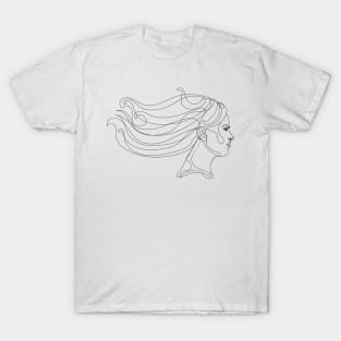 Girl portrait in profile lineart T-Shirt